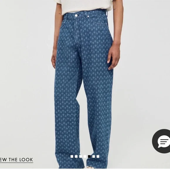 Sandro Indigo Patterned Jeans with Tan Patch - Picture 6 of 7